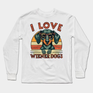 "I LOVE Wiener Dogs" Retro Tee | Vintage Style Dachshund Shirt | Perfect Gift for Dog Lovers | Doxie Tee | Cute Puppy Long Sleeve T-Shirt